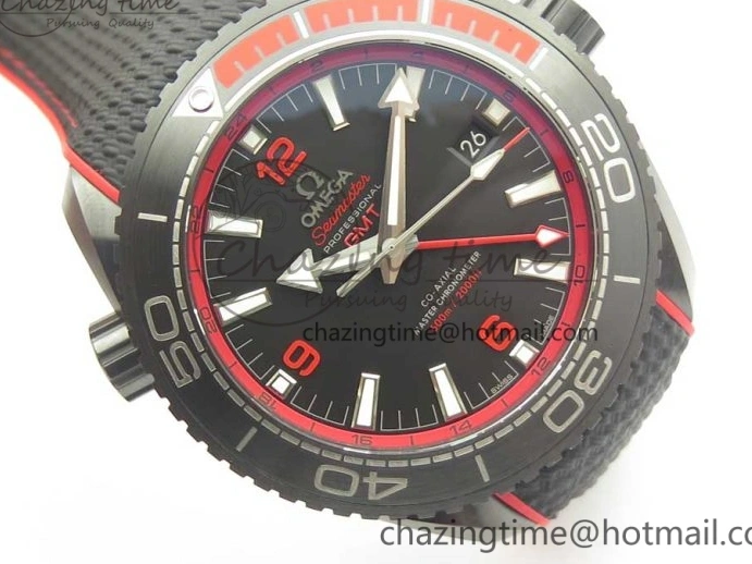 0209 Trendy Planet Ocean 45.5mm Deep Black red Real Ceramic VSF 1:1 Best Edition on Black Nylon Strap A8906 Super Clone 7986